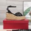 Valentino Heel 11cm Platform 4cm Raflower Wedge Sandals Espadrilles in calfskin leather Black 2024