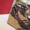 Valentino Heel 11cm Platform 4cm Raflower Wedge Sandals Espadrilles in calfskin leather Coffee 2024