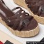Valentino Heel 11cm Platform 4cm Raflower Wedge Sandals Espadrilles in calfskin leather Coffee 2024