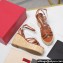 Valentino Heel 11cm Platform 4cm Raflower Wedge Sandals Espadrilles in calfskin leather Brown 2024