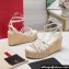 Valentino Heel 11cm Platform 4cm Raflower Wedge Sandals Espadrilles in calfskin leather White 2024