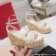 Valentino Heel 11cm Platform 4cm Raflower Wedge Sandals Espadrilles in calfskin leather White 2024