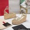 Valentino Heel 11cm Platform 4cm Raflower Wedge Sandals Espadrilles in calfskin leather Gold 2024