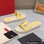 Valentino Vlogo Cut-Out Slide Sandals Espadrilles in calfskin leather Yellow 2024