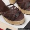 Valentino Heel 13cm Platform 4cm Raflower Wedge Sandals Espadrilles in calfskin leather Coffee 2024