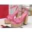 Valentino Heel 13cm Platform 4cm Raflower Wedge Sandals Espadrilles in calfskin leather Pink 2024