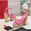 Valentino Heel 13cm Platform 4cm Raflower Wedge Sandals Espadrilles in calfskin leather Pink 2024