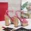 Valentino Heel 13cm Platform 4cm Raflower Wedge Sandals Espadrilles in calfskin leather Pink 2024