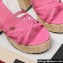 Valentino Heel 13cm Platform 4cm Raflower Wedge Sandals Espadrilles in calfskin leather Pink 2024