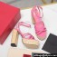 Valentino Heel 13cm Platform 4cm Raflower Wedge Sandals Espadrilles in calfskin leather Pink 2024