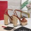 Valentino Heel 13cm Platform 4cm Raflower Wedge Sandals Espadrilles in calfskin leather Gold 2024