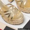 Valentino Heel 13cm Platform 4cm Raflower Wedge Sandals Espadrilles in calfskin leather Gold 2024