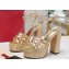 Valentino Heel 13cm Platform 4cm Raflower Wedge Sandals Espadrilles in calfskin leather Gold 2024