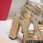 Valentino Heel 13cm Platform 4cm Raflower Wedge Sandals Espadrilles in calfskin leather Gold 2024