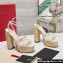 Valentino Heel 13cm Platform 4cm Raflower Wedge Sandals Espadrilles in calfskin leather White 2024