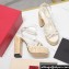 Valentino Heel 13cm Platform 4cm Raflower Wedge Sandals Espadrilles in calfskin leather White 2024