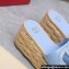 Valentino Heel 8.5cm Platform 5.5cm Vlogo Cut-Out Slide Wedge Sandals Espadrilles in calfskin leather Blue 2024