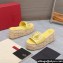 Valentino Heel 8.5cm Platform 5.5cm Vlogo Cut-Out Slide Wedge Sandals Espadrilles in calfskin leather Yellow 2024