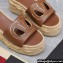 Valentino Heel 8.5cm Platform 5.5cm Vlogo Cut-Out Slide Wedge Sandals Espadrilles in calfskin leather Brown 2024