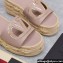 Valentino Heel 8.5cm Platform 5.5cm Vlogo Cut-Out Slide Wedge Sandals Espadrilles in calfskin leather Nude 2024