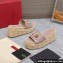 Valentino Heel 8.5cm Platform 5.5cm Vlogo Cut-Out Slide Wedge Sandals Espadrilles in calfskin leather Nude 2024