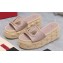 Valentino Heel 8.5cm Platform 5.5cm Vlogo Cut-Out Slide Wedge Sandals Espadrilles in calfskin leather Nude 2024
