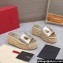 Valentino Heel 8.5cm Platform 5.5cm Vlogo Cut-Out Slide Wedge Sandals Espadrilles in calfskin leather Gold 2024
