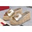 Valentino Heel 8.5cm Platform 5.5cm Vlogo Cut-Out Slide Wedge Sandals Espadrilles in calfskin leather Gold 2024