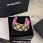 Chanel Metal, Calfskin & Resin Cuff Bracelet ABE038 Gold, Black & Purple 2024