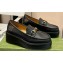 Gucci Heel 5cm Women's Horsebit wedge loafers 794316 in Leather Black 2024