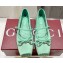 Gucci Satin Horsebit Ballet Flats with Bow Green 2024