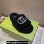Gucci Crystal GG Shearling Fur Slide Sandals Black 2024