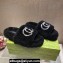Gucci Crystal GG Shearling Fur Slide Sandals Black 2024