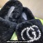 Gucci Crystal GG Shearling Fur Slide Sandals Black 2024