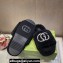 Gucci Crystal GG Shearling Fur Slide Sandals Black 2024