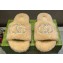 Gucci Crystal GG Shearling Fur Slide Sandals Beige 2024