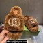 Gucci Crystal GG Shearling Fur Slide Sandals Brown 2024