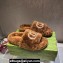 Gucci Crystal GG Shearling Fur Slide Sandals Brown 2024