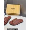 Fendi Calfskin Leather FF Slides Brown 2024