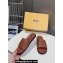 Fendi Calfskin Leather FF Slides Brown 2024