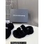 Alexander Wang Heel 5cm Crystal Logo platform Shearling Fur slides Black 2024