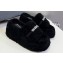 Alexander Wang Crystal Logo platform Shearling Fur slides Black 2024