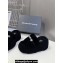 Alexander Wang Crystal Logo platform Shearling Fur slides Black 2024
