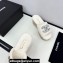 Chanel Platform Pearl and Crystal CC Logo Shearling Mules White 2024