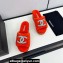 Chanel Platform Pearl and Crystal CC Logo Shearling Mules Red 2024