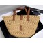 Saint Laurent panier small Tote bag in crochet raffia and smooth leather 685618 Beige 2024