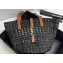 Saint Laurent panier small Tote bag in crochet raffia and smooth leather 685618 Black 2024