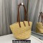 Saint Laurent panier small Tote bag in raffia and vegetable-tanned leather 751240 Beige 2024