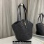 Saint Laurent panier small Tote bag in raffia and vegetable-tanned leather 751240 Black 2024