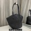 Saint Laurent panier small Tote bag in raffia and vegetable-tanned leather 751240 Black 2024